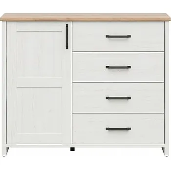 Komoda Loksa komoda KOM1D4S, borovice bílá anderson 120x99x43 (SxVxH)