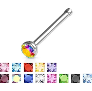 Piercing Piercingate Piercing do nosu s kamínkem PNO00264 - Barva/Motiv: Červená, Kuličky: 2 mm, Průměr tyčky: 1 mm