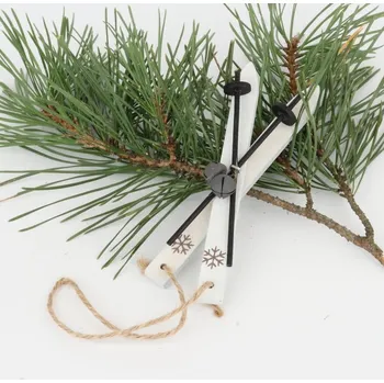 Vánoční ozdoba Ozdoba na stromeček bílé lyže 11cm