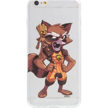 Pouzdro na mobilní telefon Kryt MARVEL pro Apple iPhone 6 Plus / 6S Plus - Strážci Galaxie - Rocket a Groot - gumový - průhledný