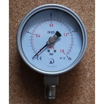 Manometr celonerezový pr. 100mm, spodní přípoj M20x1,5, rozsah 0-1,6 MPa