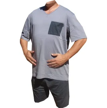 Pánské pyžamo xcena Pánské pyžamo s krátkou nohavicí šedé Velikost: XL