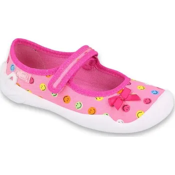 Dívčí bačkory Balerínky bačkůrky papučky Befado Blanca 114X404 růžové se smajlíky velikost: 27