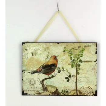 Plechová cedule Plechová cedule červený ptáček 19x27cm