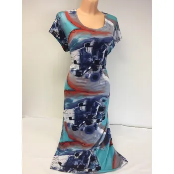 Dámské šaty Šaty VLADA, Barva Světle modrá, Velikost XXL 48, Materiál 98% Polyester 2% Lycra