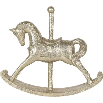 Vánoce Zlatá dekorace houpací koník - 15*3*13 cm