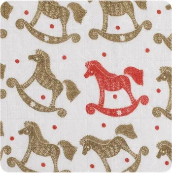 látková plena Kikko Biobavlněná plena Organic 120 x120 cm Rocking Horses Gold