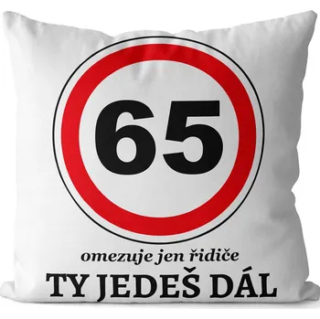 Dekorativní polštářek Polštář se značkou - 65 omezuje jen řidiče