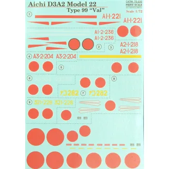Plastikový model Print Scale 1/72 Aichi D3A2 Model 22 Type 99 Val (wet decals)