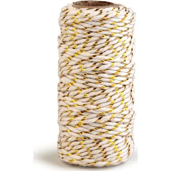 Příze Lurexová vánoční šňůra / provázek Ø1,5 mm navin 17 metrů - 2 bílá zlatá