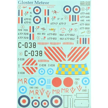 Plastikový model Print Scale 1/72 Gloster Meteor (9x camo, wet decals)