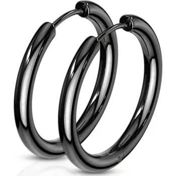 Náušnice Černé ocelové náušnice - kruhy 21 mm
