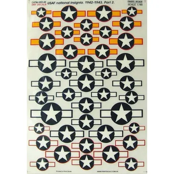 Plastikový model Print Scale 1/48 VVS USAF Nat.Insignia 1942-1943 (dry decal)