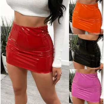 Dámská erotická souprava Lesklá sukýnka M-XL Varianta: oranžová L/XL