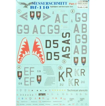 Plastikový model Print Scale 1/48 Bf-110 Nightfighter&Interceptor Pt.2 (decals)
