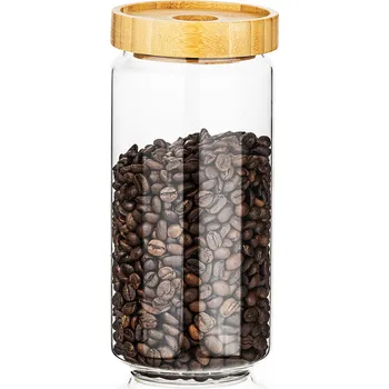 Dóza na potraviny 4Home Skleněná dóza na potraviny s víkem Bamboo Style, 1000 ml, průhledná