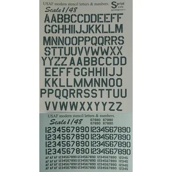 Plastikový model Print Scale 1/48 USAF modern stencil letters&numbers (GREY)
