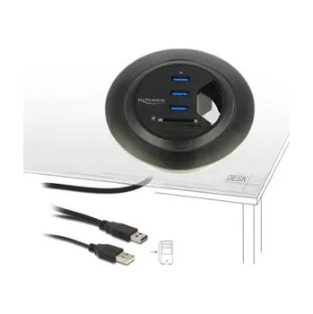 USB hub Delock Stolní Hub USB 3.0 3-portový + čtečka SD karet s 2 sloty
