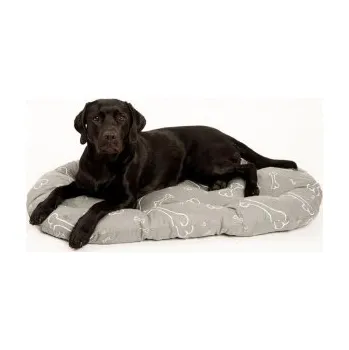 Pelíšek pro psa Polštář ovál bavlněný Kost šedo/bílý 60cm