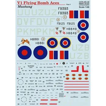 Plastikový model Print Scale 1/48 P-51 Mustang V1 Flying Bomb Aces (wet decals)