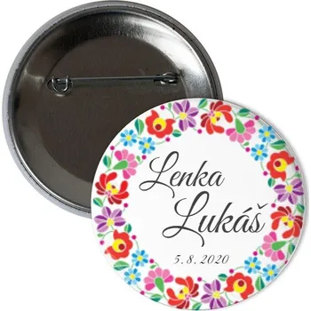 Odznáček s potiskem Svatební odznáček folk