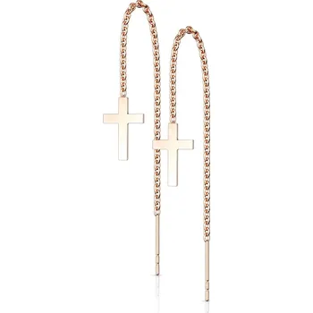 Náušnice Šperky4U Zlacené provlékací ocelové náušnice s křížky - OPN1750-RD
