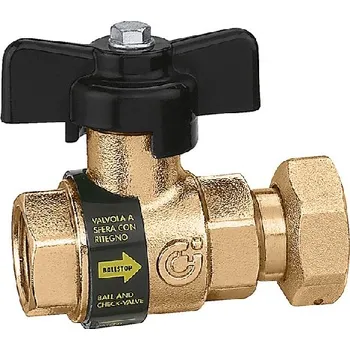 Ventil BALLSTOP - Kulový ventil 1/2" x 3/4" maticí a integrovanou zpětnou klapkou 5633312