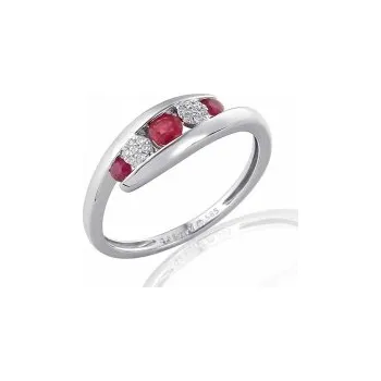 Prsten Klenoty Budín Prsten s diamantem, bílé zlato briliant, červený rubín 3861968 (Klenoty Budín Prsten s diamantem, bílé zlato briliant, červený rubín 3861968)
