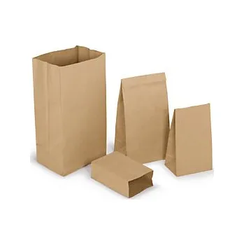 Obalový materiál Papírové sáčky 140x240x80mm, 100% recyklované, s bočními sklady, hnědé - Balení po 0 ks