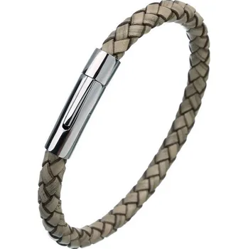 Náramek Šperky4U Kožený náramek splétaný - NR1156-BG-22