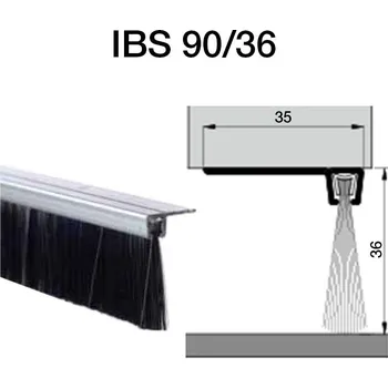 Kartáč IBS 90/36 300cm (Kompletní kartáč s pravoúhlou přímou AL lištou a polyprop. vlasem)