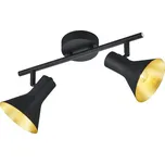 Trio R80162002 NINA -Stropní nebo nástěnná dvouodovka v retro stylu (Naklápěcí dvojbodovka v černo-zlaté barvě, na strop nebo zeď)