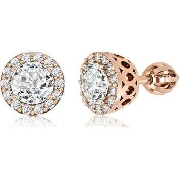 Šperk Couple, Honosné peckové náušnice Sari, růžové zlato se zirkony, 585-66-3-0262.4C00.0.00.001.05