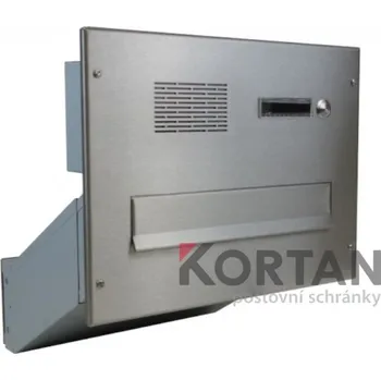 Poštovní schránka 1x poštovní schránka D-041 k zazdění do sloupku + čelní deska s 1x zvonkem a HM ABB - NEREZ / šedá