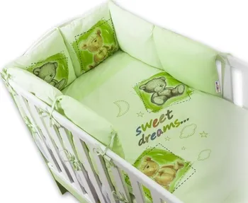 Příslušenství pro dětskou postel a kolébku Baby Nellys Povlečení 120 x 90 + mantinel medvídek zelený