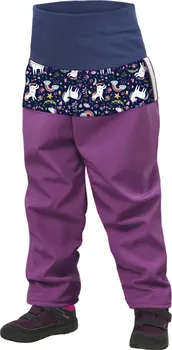 Chlapecké kalhoty Unuo Batolecí softshellové kalhoty s fleecem se vzorem Slim Jednorožci ostružinová 86/92