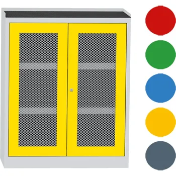 Skříň na chemikálie, drátěné dveře, 1180 x 950 x 500 mm Barva dveří: modrá RAL 5012