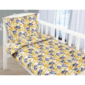 Povlečení Dětské povlečení bavlna 90x135, 45x60 Myšky - žlutá, šedá**