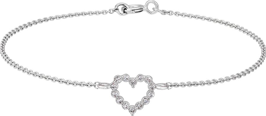 Tiami Řetízkový náramek z bílého zlata Little Heart s diamanty