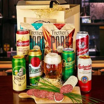 Dárkový potravinový koš Darbox - Bedna s páčidlem Pivař