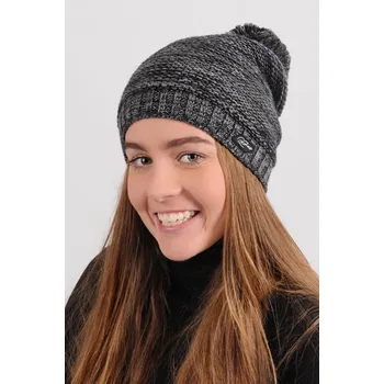 Čepice R-JET Antracitově šedá prodloužená zimní pletená čepice s bambulí
