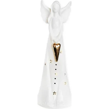 Vánoční dekorace Anděl porcelán LED 30cm bílá (797947)