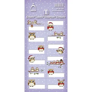 Obálka Vánoční etikety - sovy dekor 11 x 23,5 cm