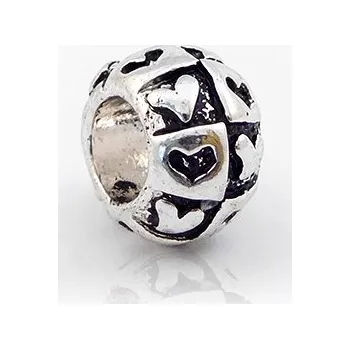 Přívěsek miXL.cz Kovové korálky s velkým průvlekem Černobílá srdce