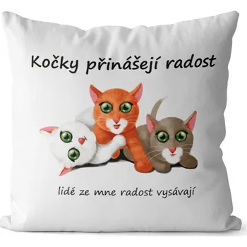 Dekorativní polštářek Polštář Kočky přinášejí radost (Velikost: 40 x 40 cm)