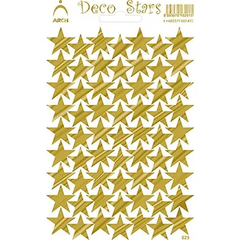 samolepka Samolepky zlaté dekorační hvězdičky 12 x 18 cm