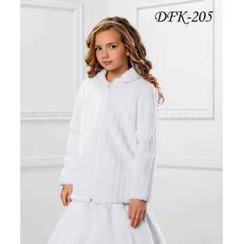 Dívčí šaty Dětský prošívaný kožešinový svatební kabát DFK-205 Barva: ivory, Vybraná velikost: velikost 158