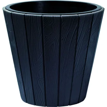 PROSPERPLAST Květináč WOODE + vklad antracit 39,3 cm
