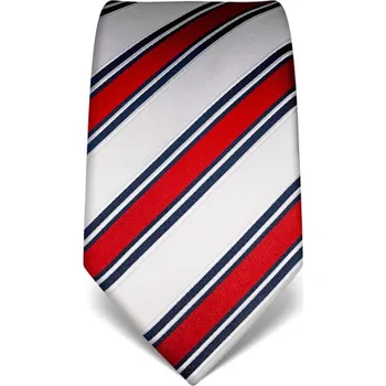Kravata Bílá kravata Vincenzo Boretti 22008 - červený pruh