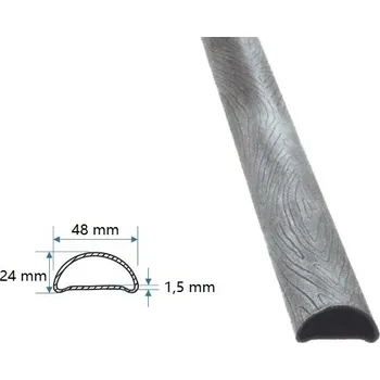 Zábradlí madlová tyč dutá 3002.01, 6 m - madlovina, madlo 48 x 24 x 1,5 mm, vzor kůra, bez povrchové úpravy, prodej v délkách 3 a 6 m